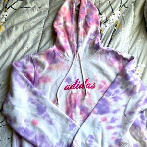 White tie-dye Adidas hoodie